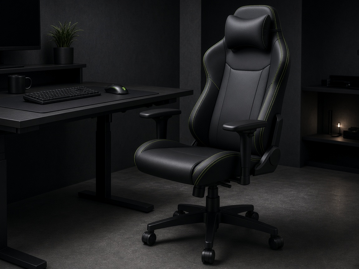 Siège ergonomique noir dans un studio de jeu