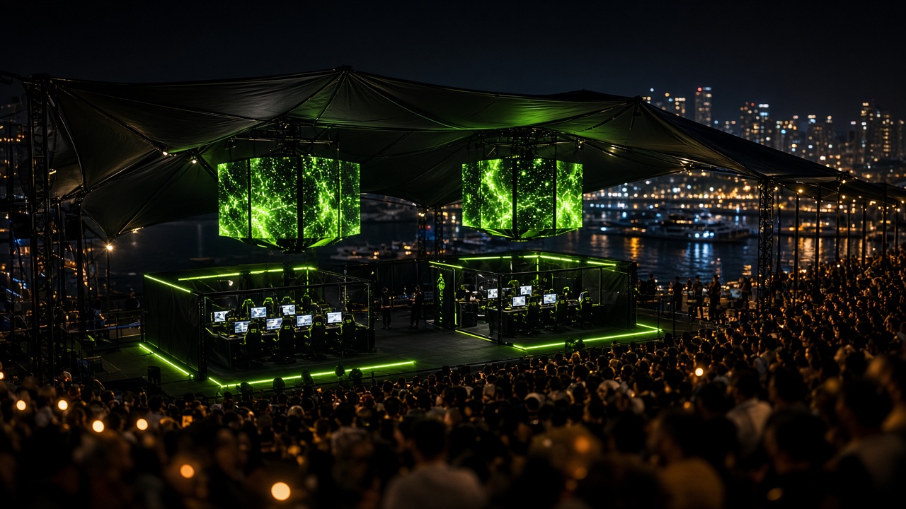 Festival esport de nuit près du port de Marseille